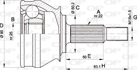 Open Parts CVJ5356.10 - Šarnīru komplekts, Piedziņas vārpsta autodraugiem.lv