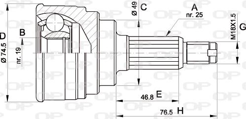 Open Parts CVJ5352.10 - Šarnīru komplekts, Piedziņas vārpsta autodraugiem.lv