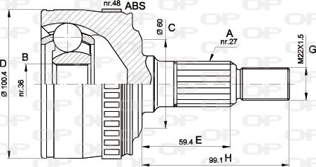 Open Parts CVJ5360.10 - Šarnīru komplekts, Piedziņas vārpsta autodraugiem.lv