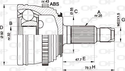 Open Parts CVJ5386.10 - Šarnīru komplekts, Piedziņas vārpsta autodraugiem.lv