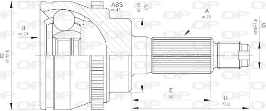 Open Parts CVJ5381.10 - Šarnīru komplekts, Piedziņas vārpsta autodraugiem.lv
