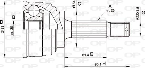 Open Parts CVJ5325.10 - Šarnīru komplekts, Piedziņas vārpsta autodraugiem.lv