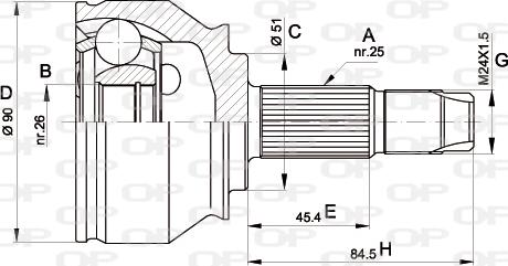 Open Parts CVJ5374.10 - Šarnīru komplekts, Piedziņas vārpsta autodraugiem.lv