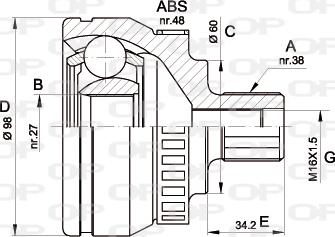 Open Parts CVJ5376.10 - Šarnīru komplekts, Piedziņas vārpsta autodraugiem.lv