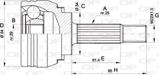 Open Parts CVJ5372.10 - Šarnīru komplekts, Piedziņas vārpsta autodraugiem.lv