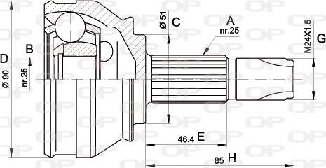 Open Parts CVJ5252.10 - Šarnīru komplekts, Piedziņas vārpsta autodraugiem.lv