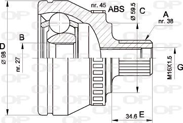 Open Parts CVJ5261.10 - Šarnīru komplekts, Piedziņas vārpsta autodraugiem.lv