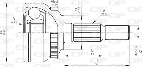 Open Parts CVJ5263.10 - Šarnīru komplekts, Piedziņas vārpsta autodraugiem.lv