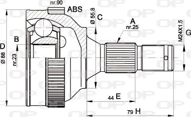 Open Parts CVJ5206.10 - Šarnīru komplekts, Piedziņas vārpsta autodraugiem.lv