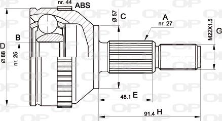 Open Parts CVJ5200.10 - Šarnīru komplekts, Piedziņas vārpsta autodraugiem.lv