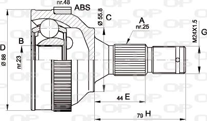Open Parts CVJ5208.10 - Šarnīru komplekts, Piedziņas vārpsta autodraugiem.lv