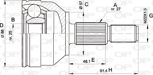 Open Parts CVJ5202.10 - Šarnīru komplekts, Piedziņas vārpsta autodraugiem.lv