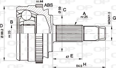 Open Parts CVJ5214.10 - Šarnīru komplekts, Piedziņas vārpsta autodraugiem.lv