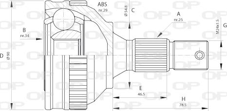 Open Parts CVJ5216.10 - Šarnīru komplekts, Piedziņas vārpsta autodraugiem.lv