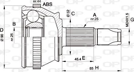 Open Parts CVJ5212.10 - Šarnīru komplekts, Piedziņas vārpsta autodraugiem.lv