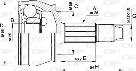 Open Parts CVJ5239.10 - Šarnīru komplekts, Piedziņas vārpsta autodraugiem.lv