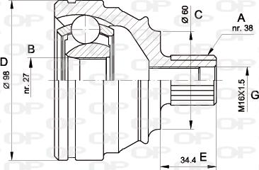 Open Parts CVJ5228.10 - Šarnīru komplekts, Piedziņas vārpsta autodraugiem.lv