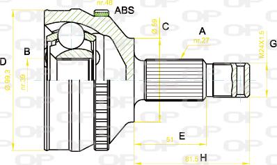 Open Parts CVJ5222.10 - Šarnīru komplekts, Piedziņas vārpsta autodraugiem.lv