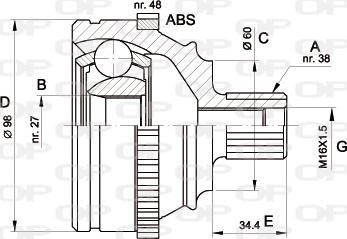 Open Parts CVJ5227.10 - Šarnīru komplekts, Piedziņas vārpsta autodraugiem.lv