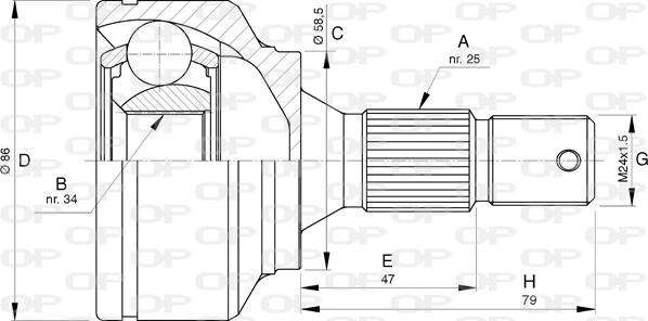 Open Parts CVJ5741.10 - Šarnīru komplekts, Piedziņas vārpsta autodraugiem.lv