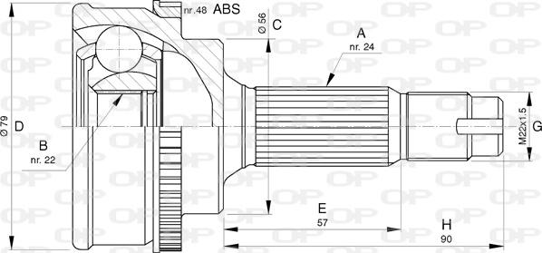 Open Parts CVJ5759.10 - Šarnīru komplekts, Piedziņas vārpsta autodraugiem.lv