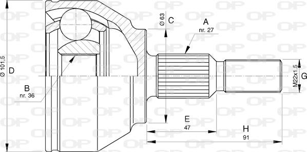 Open Parts CVJ5756.10 - Šarnīru komplekts, Piedziņas vārpsta autodraugiem.lv