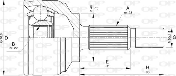 Open Parts CVJ5763.10 - Šarnīru komplekts, Piedziņas vārpsta autodraugiem.lv