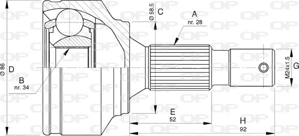 Open Parts CVJ5767.10 - Šarnīru komplekts, Piedziņas vārpsta autodraugiem.lv