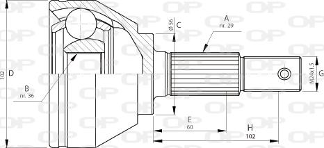 Open Parts CVJ5716.10 - Šarnīru komplekts, Piedziņas vārpsta autodraugiem.lv