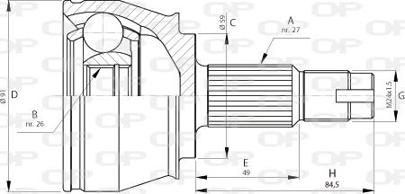 Open Parts CVJ5712.10 - Šarnīru komplekts, Piedziņas vārpsta autodraugiem.lv