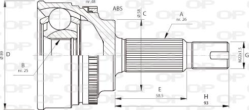 Open Parts CVJ5717.10 - Šarnīru komplekts, Piedziņas vārpsta autodraugiem.lv