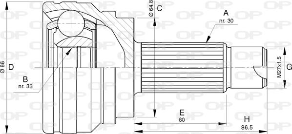 Open Parts CVJ5784.10 - Šarnīru komplekts, Piedziņas vārpsta autodraugiem.lv