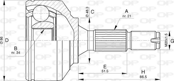 Open Parts CVJ5780.10 - Šarnīru komplekts, Piedziņas vārpsta autodraugiem.lv
