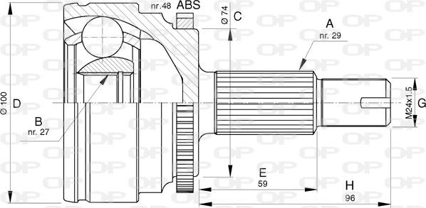 Open Parts CVJ5738.10 - Šarnīru komplekts, Piedziņas vārpsta autodraugiem.lv