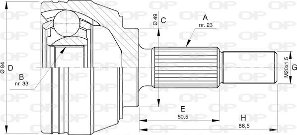 Open Parts CVJ5727.10 - Šarnīru komplekts, Piedziņas vārpsta autodraugiem.lv