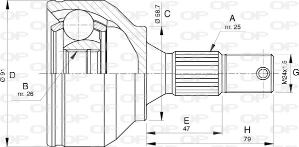 Open Parts CVJ5775.10 - Šarnīru komplekts, Piedziņas vārpsta autodraugiem.lv