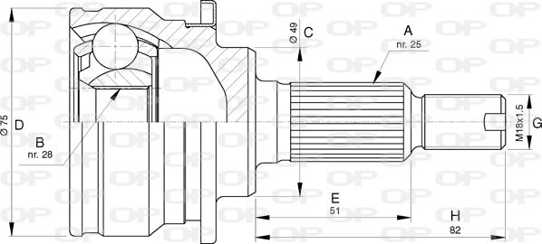 Open Parts CVJ5770.10 - Šarnīru komplekts, Piedziņas vārpsta autodraugiem.lv