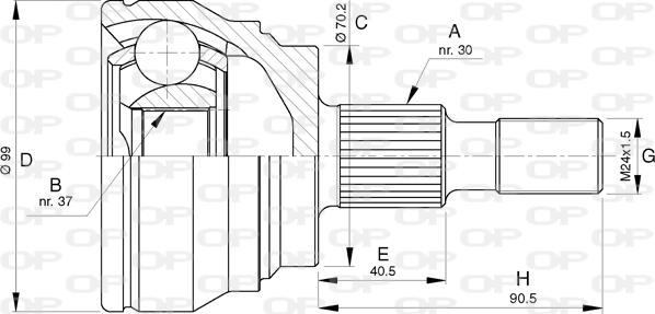 Open Parts CVJ5773.10 - Šarnīru komplekts, Piedziņas vārpsta autodraugiem.lv