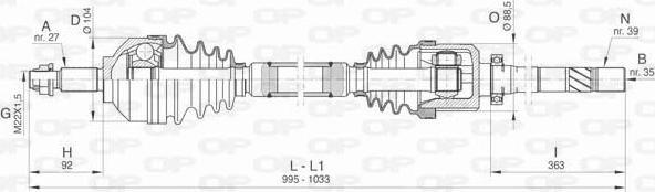 Open Parts DRS6480.00 - Piedziņas vārpsta autodraugiem.lv