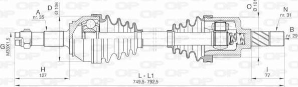 Open Parts DRS6433.00 - Piedziņas vārpsta autodraugiem.lv