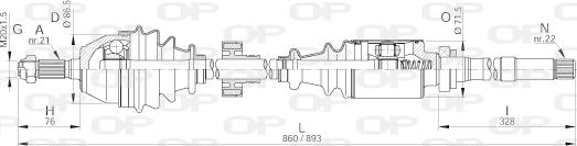 Open Parts DRS6057.00 - Piedziņas vārpsta autodraugiem.lv