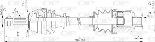 Open Parts DRS6015.00 - Piedziņas vārpsta autodraugiem.lv