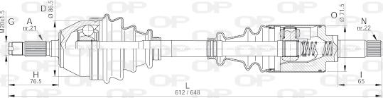 Open Parts DRS6018.00 - Piedziņas vārpsta autodraugiem.lv