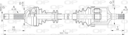 Open Parts DRS6141.00 - Piedziņas vārpsta autodraugiem.lv