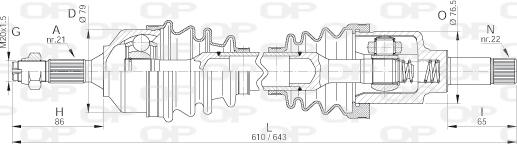 Open Parts DRS6155.00 - Piedziņas vārpsta autodraugiem.lv