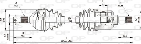 Open Parts DRS6165.00 - Piedziņas vārpsta autodraugiem.lv