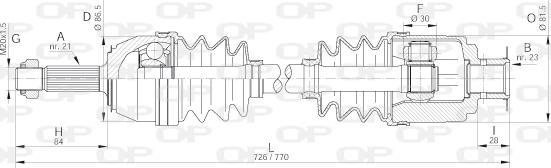 Open Parts DRS6166.00 - Piedziņas vārpsta autodraugiem.lv