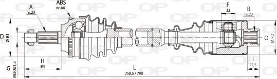 Open Parts DRS6111.00 - Piedziņas vārpsta autodraugiem.lv