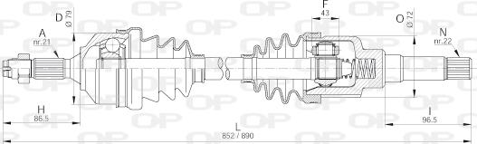 Open Parts DRS6182.00 - Piedziņas vārpsta autodraugiem.lv