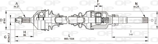 Open Parts DRS6124.00 - Piedziņas vārpsta autodraugiem.lv